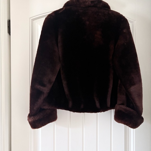 Women's Plush Teddy Coat - Deep Brown Dyed Lamb Fur - Picture 3 of 3